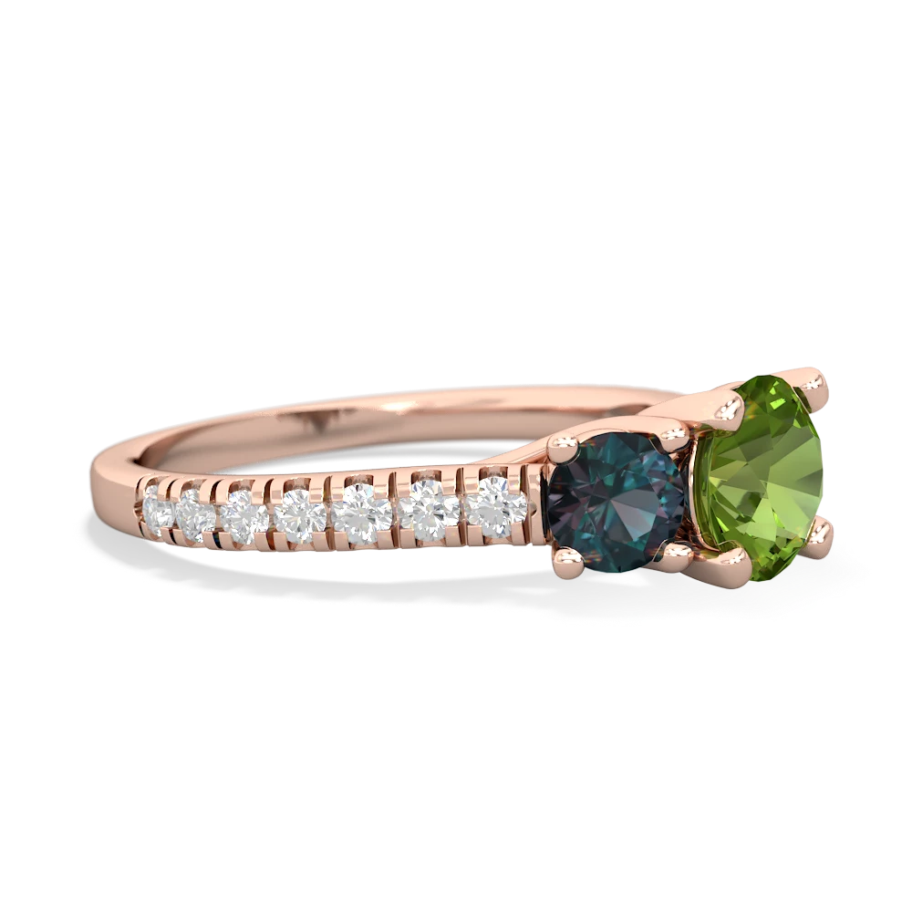 Peridot Pave Trellis 14K Rose Gold ring R5500