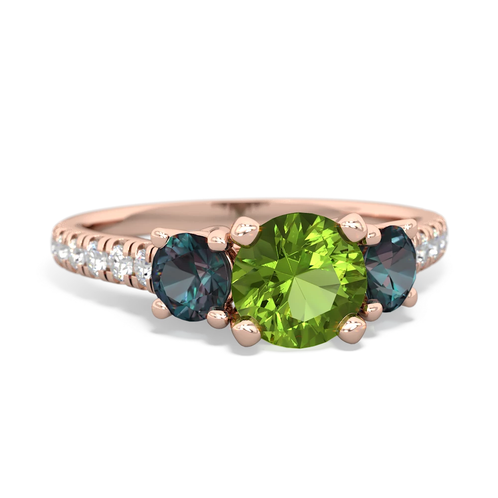 Peridot Pave Trellis 14K Rose Gold ring R5500