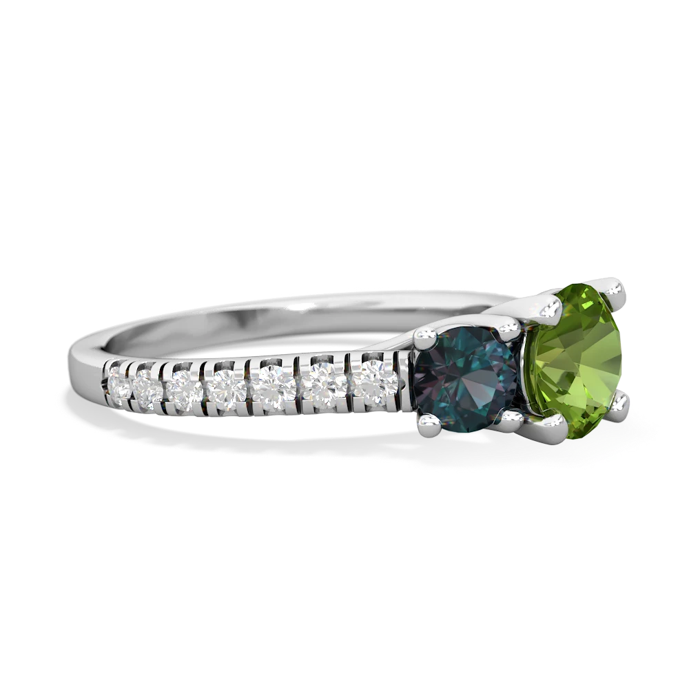 Peridot Pave Trellis 14K White Gold ring R5500