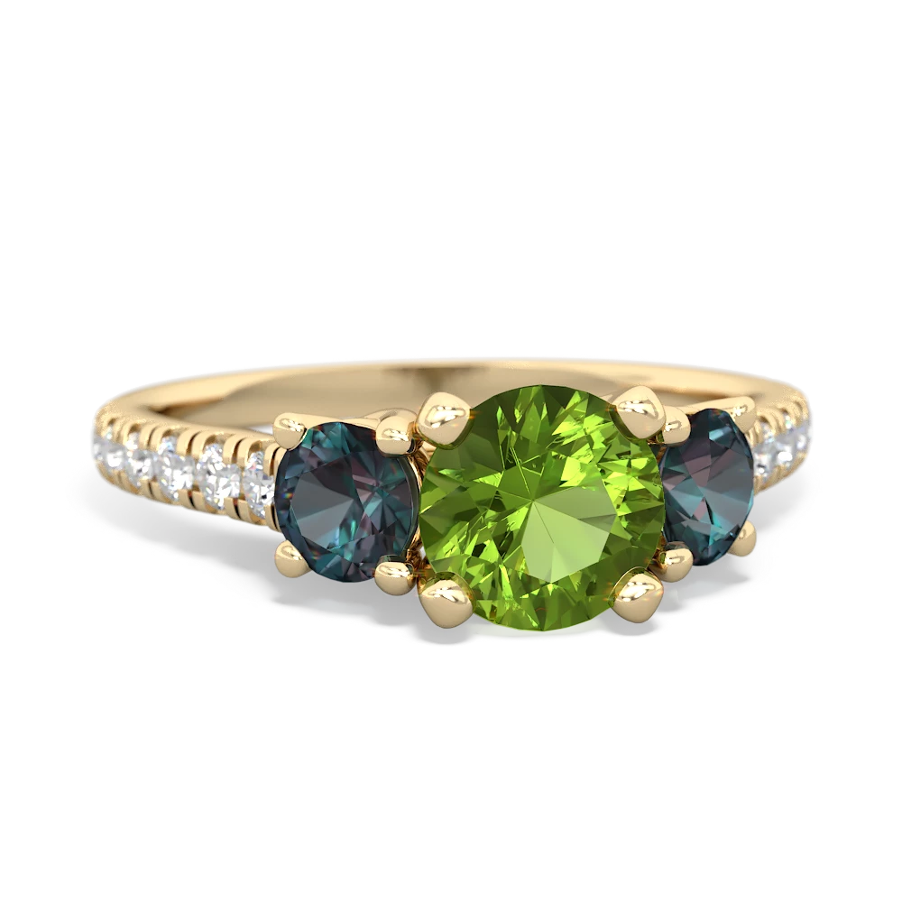 Peridot Pave Trellis 14K Yellow Gold ring R5500