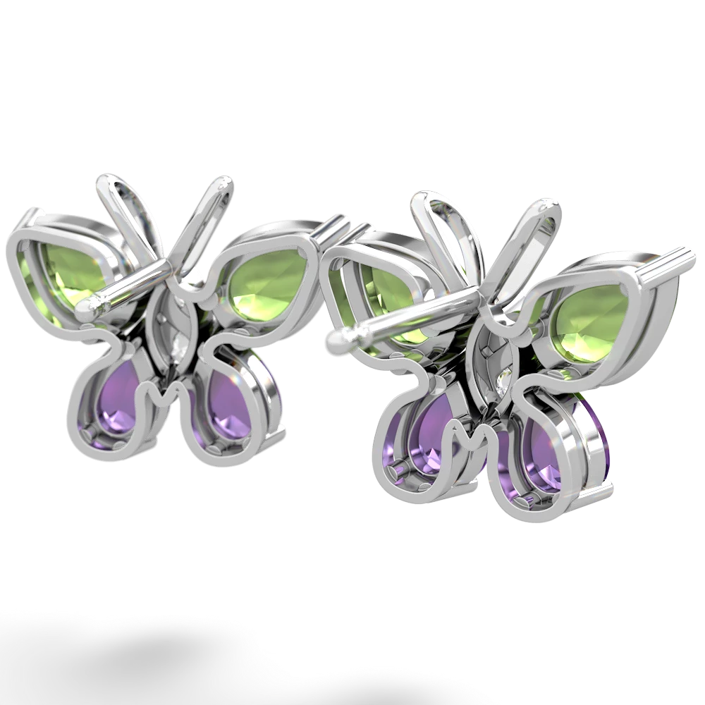 Peridot Butterfly 14K White Gold earrings E2215