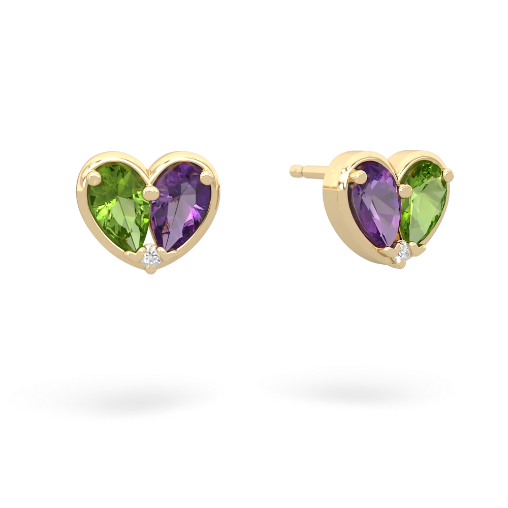 Peridot 'Our Heart' 14K Yellow Gold earrings E5072