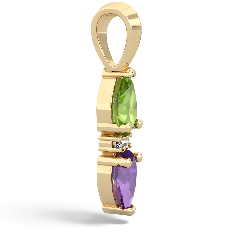 Peridot Bowtie Drop 14K Yellow Gold pendant P0865