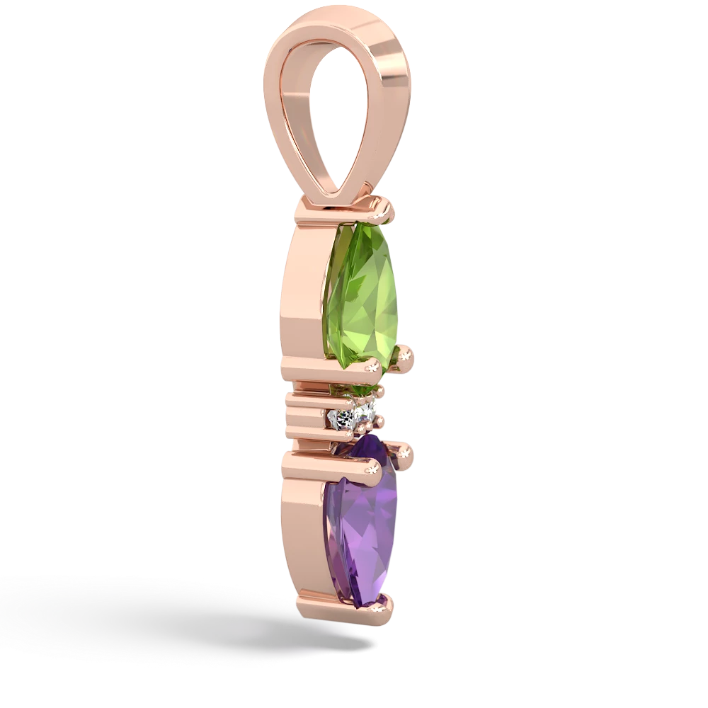 Peridot Bowtie Drop 14K Rose Gold pendant P0865