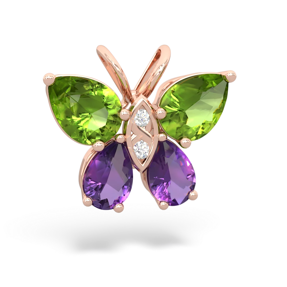 Peridot Butterfly 14K Rose Gold pendant P2215