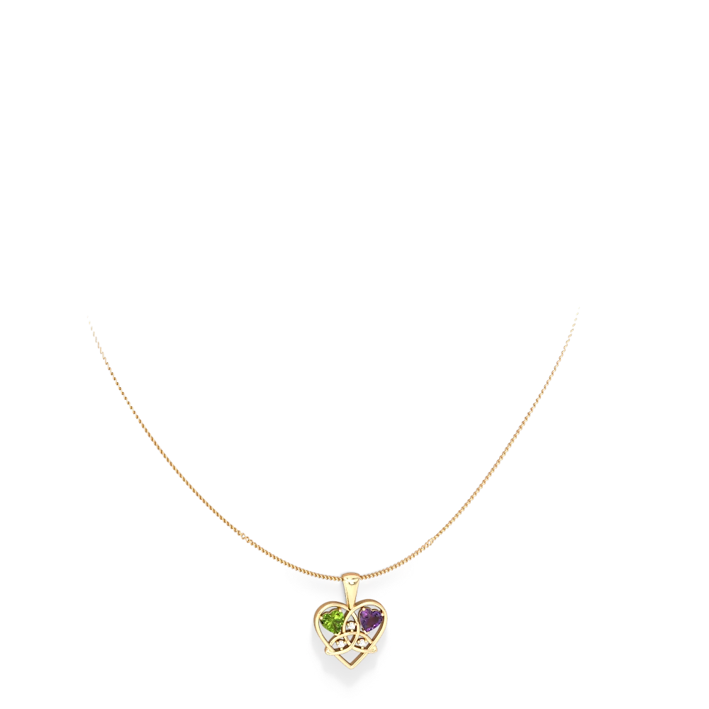 Peridot Celtic Trinity Heart 14K Yellow Gold pendant P5331