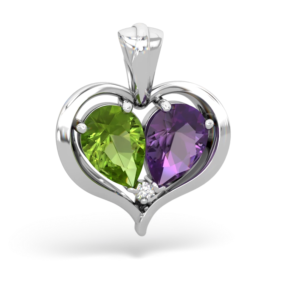 Peridot Two Become One 14K White Gold pendant P5330