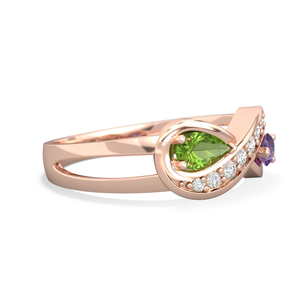 Peridot Diamond Infinity 14K Rose Gold ring R5390