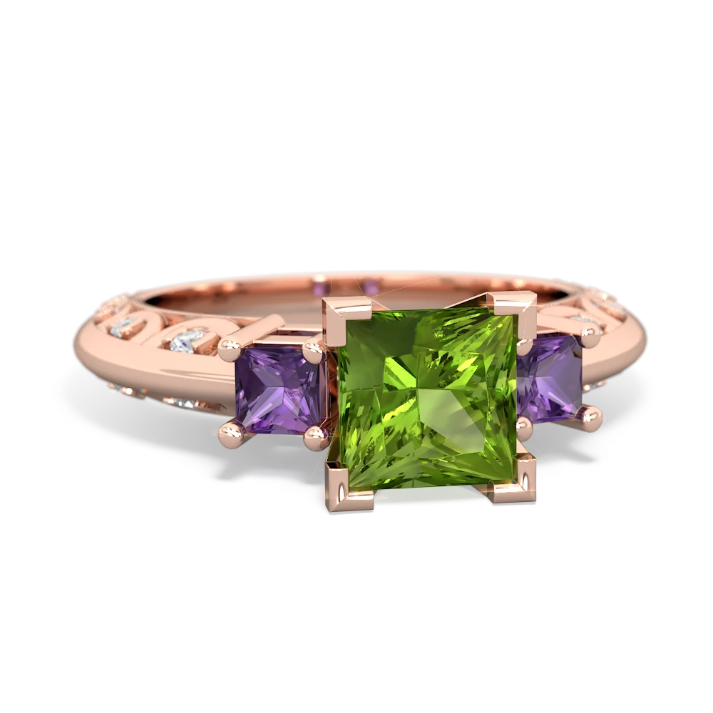 Peridot Eternal Embrace Engagement 14K Rose Gold ring C2001