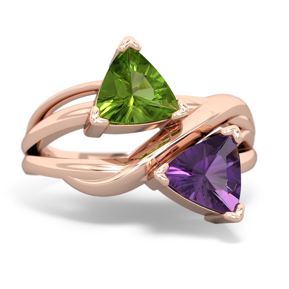 Peridot Split Band Swirl 14K Rose Gold ring R2341