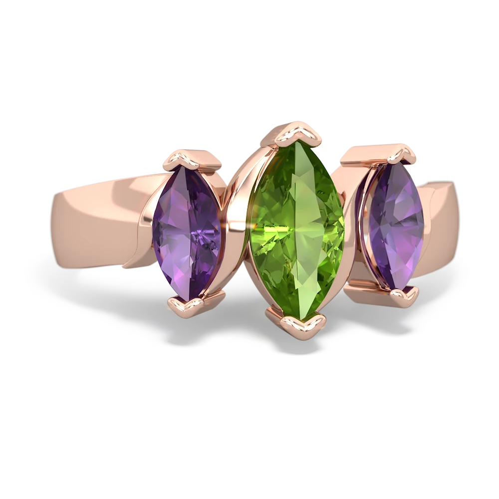 Peridot Three Peeks 14K Rose Gold ring R2433