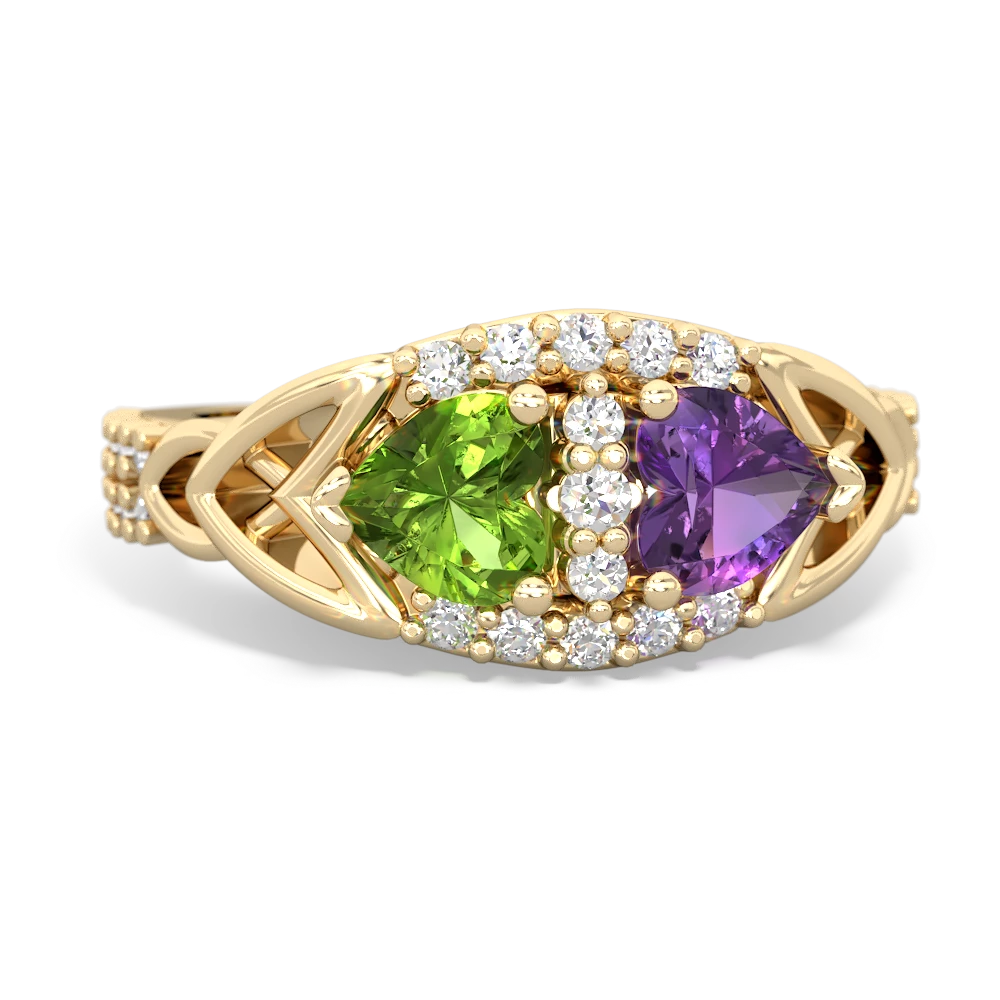 Peridot Sparkling Celtic Knot 14K Yellow Gold ring R2645