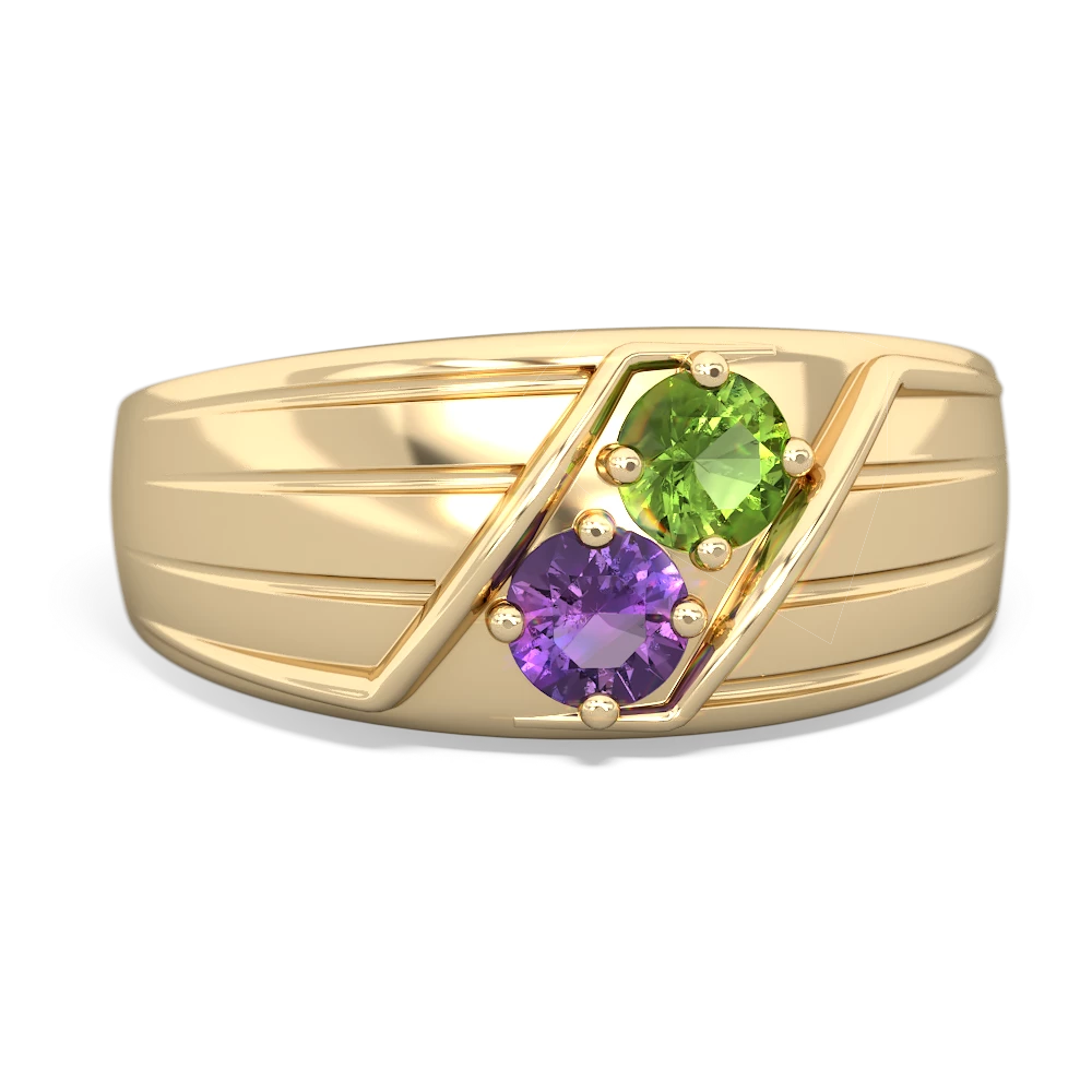 Peridot Men's Streamline 14K Yellow Gold ring R0460