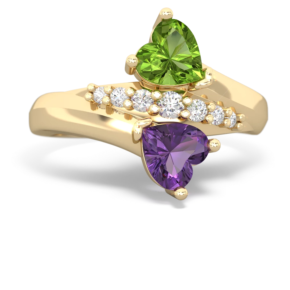 Peridot Heart To Heart 14K Yellow Gold ring R2064