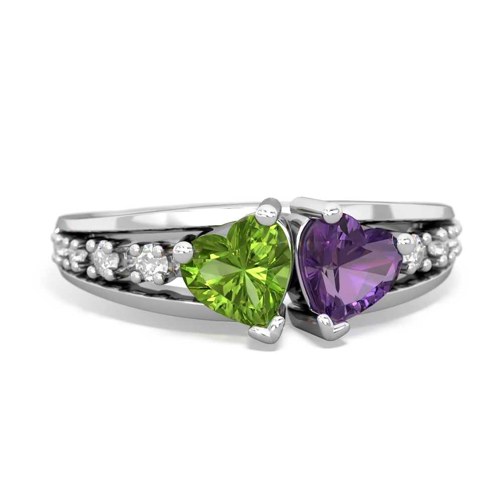 Peridot Heart To Heart 14K White Gold ring R3342