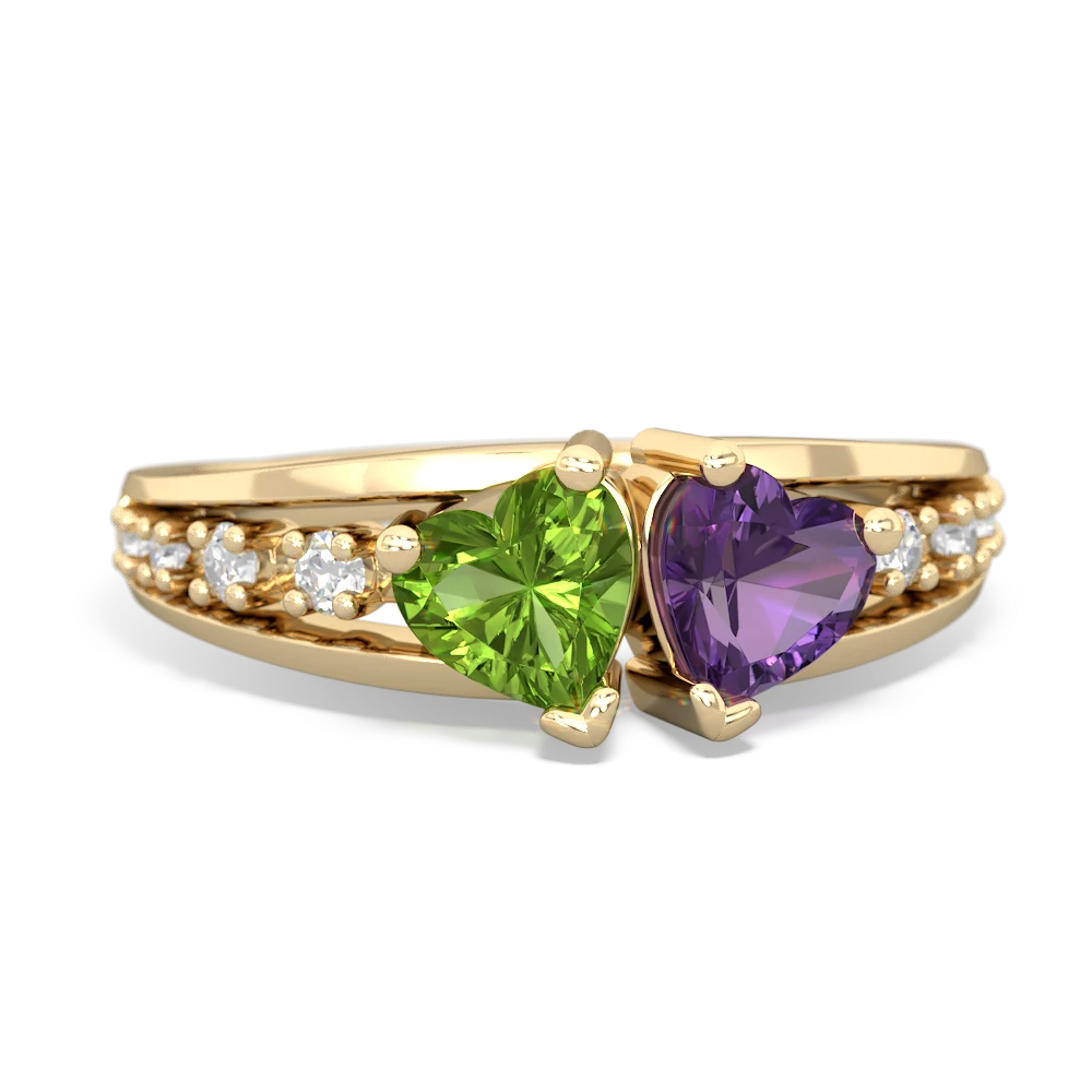 Peridot Heart To Heart 14K Yellow Gold ring R3342