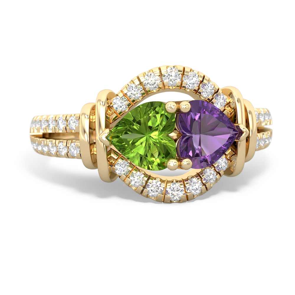 Peridot Art-Deco Keepsake 14K Yellow Gold ring R5630