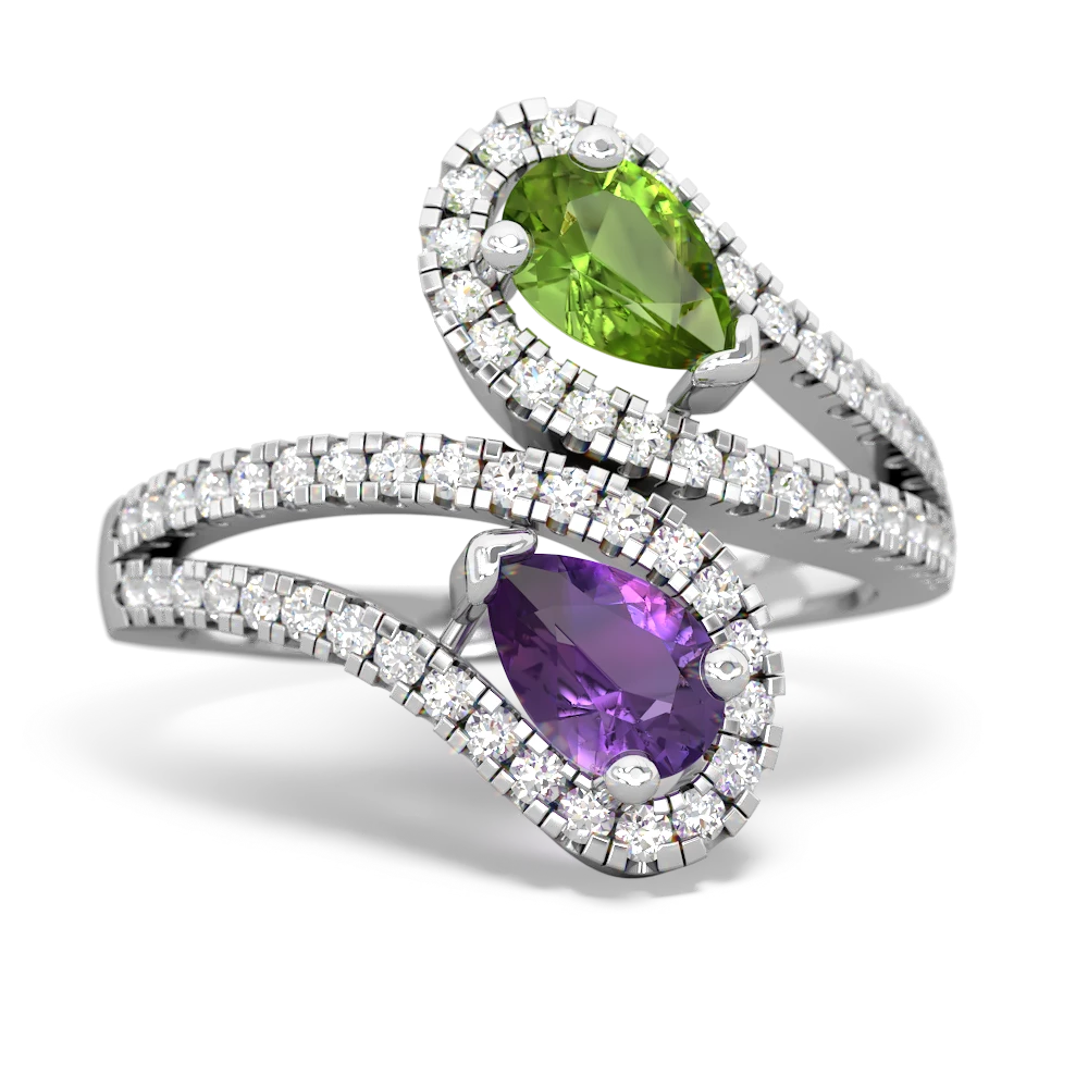 Peridot Diamond Dazzler 14K White Gold ring R3000