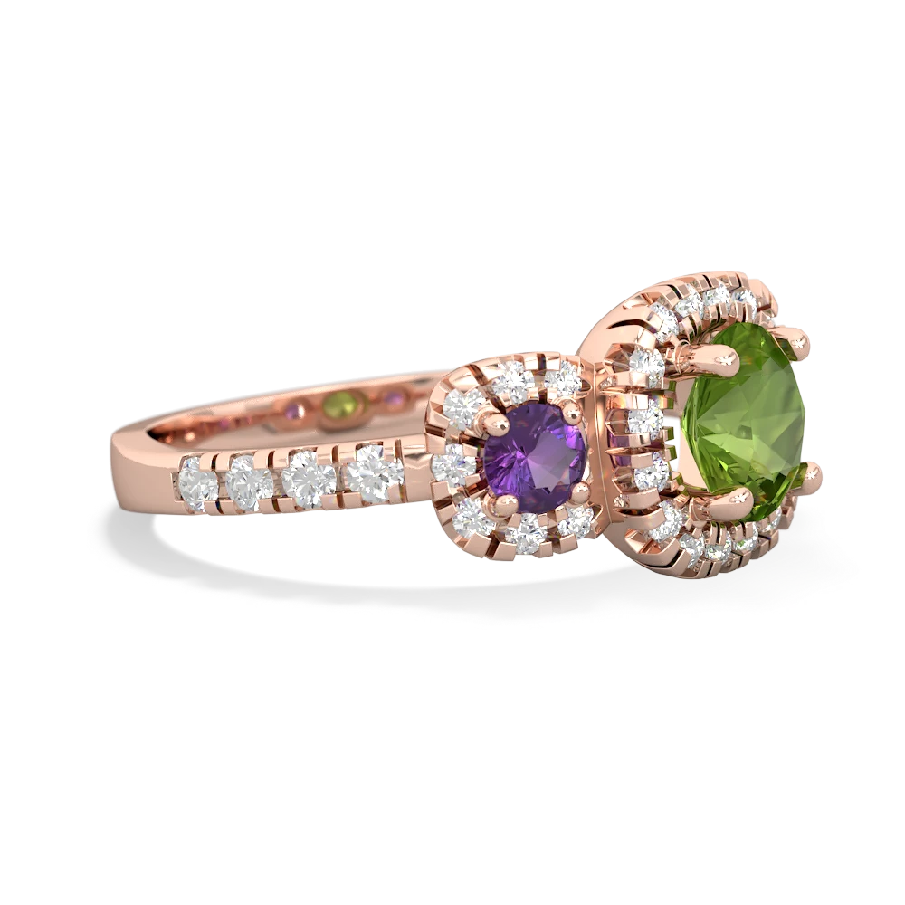 Peridot Regal Halo 14K Rose Gold ring R5350