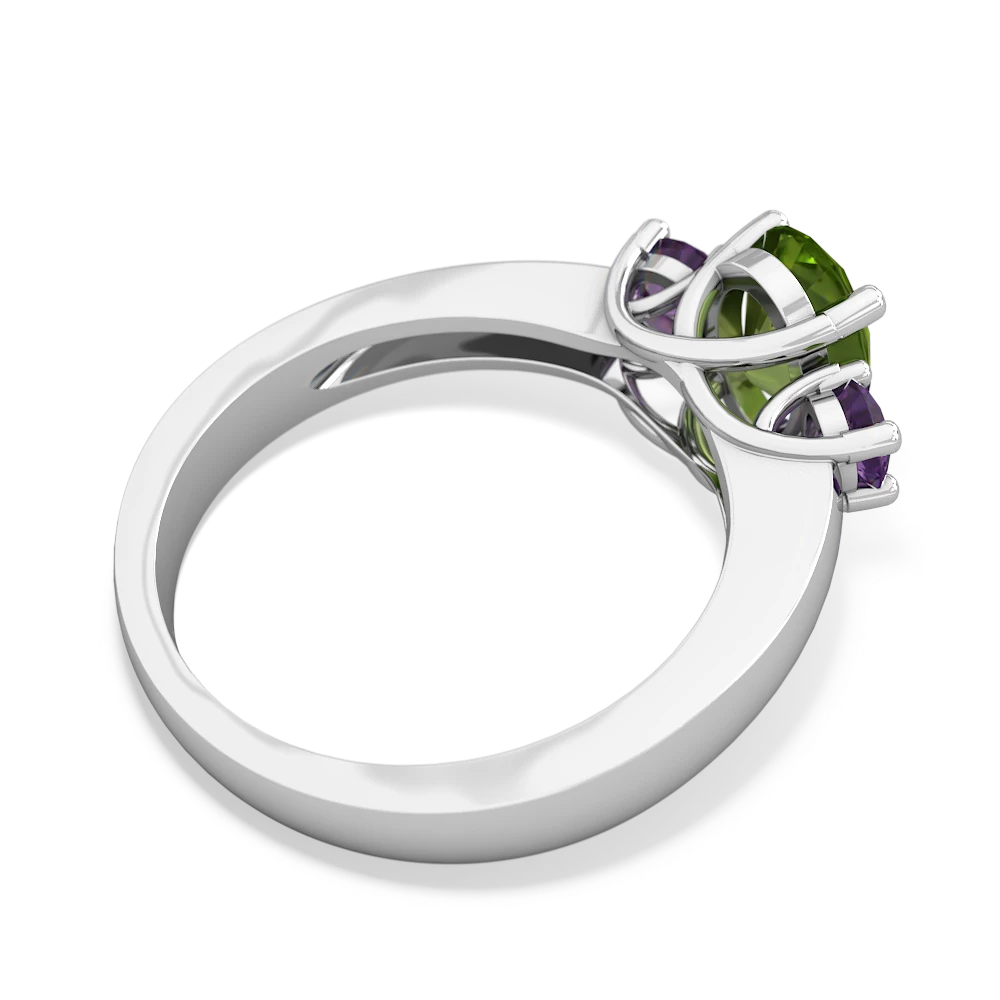 Peridot Three Stone Oval Trellis 14K White Gold ring R4024