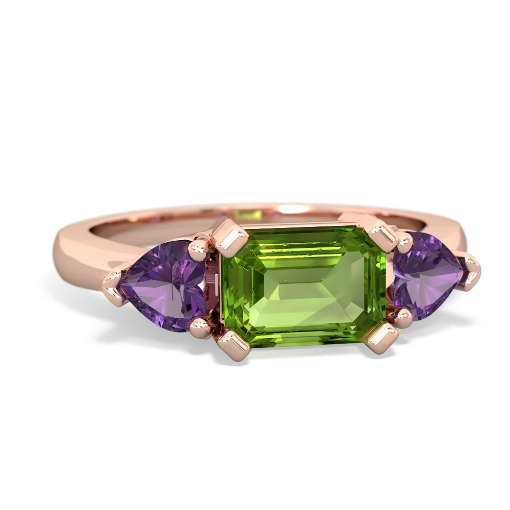 Peridot Three Stone 14K Rose Gold ring R5235