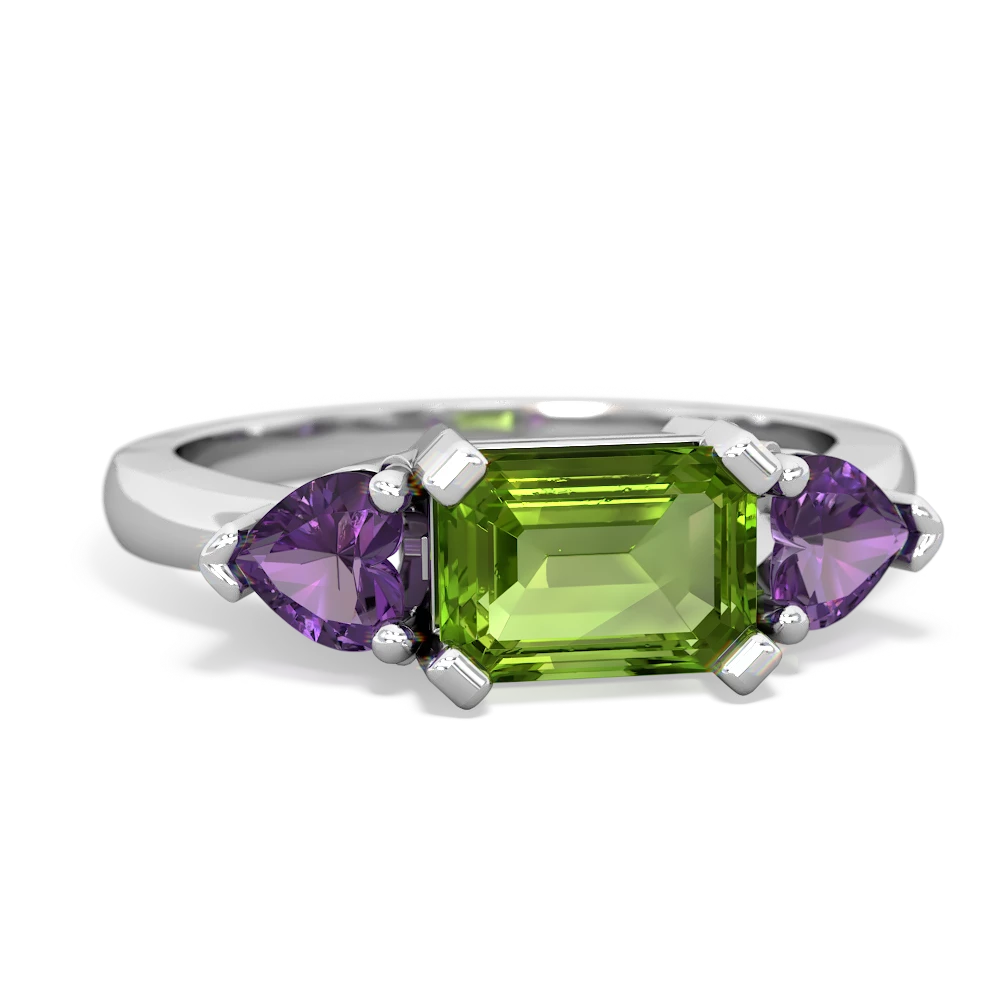 Peridot Three Stone 14K White Gold ring R5235