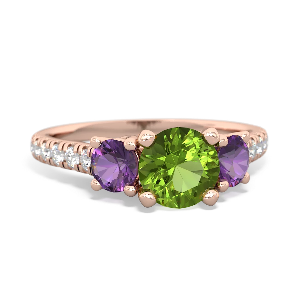 Peridot Pave Trellis 14K Rose Gold ring R5500