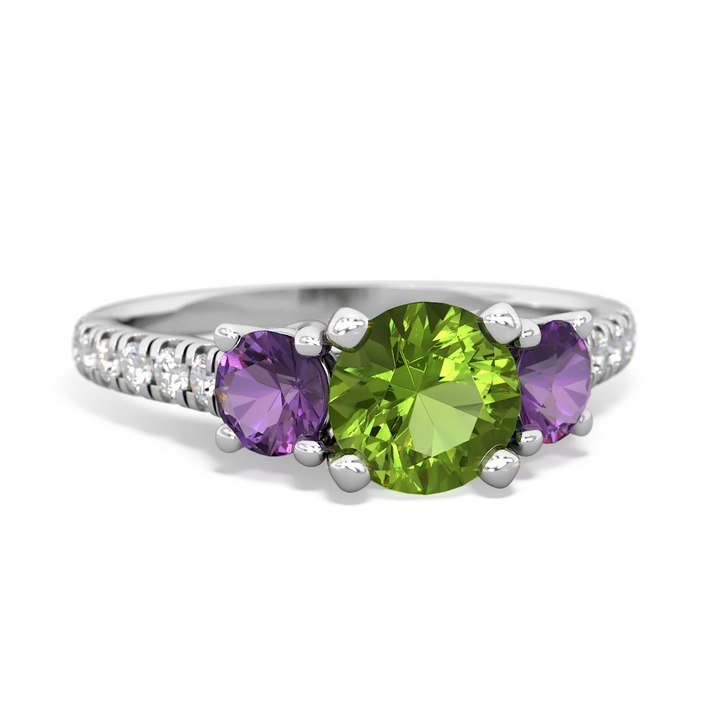 Peridot Pave Trellis 14K White Gold ring R5500