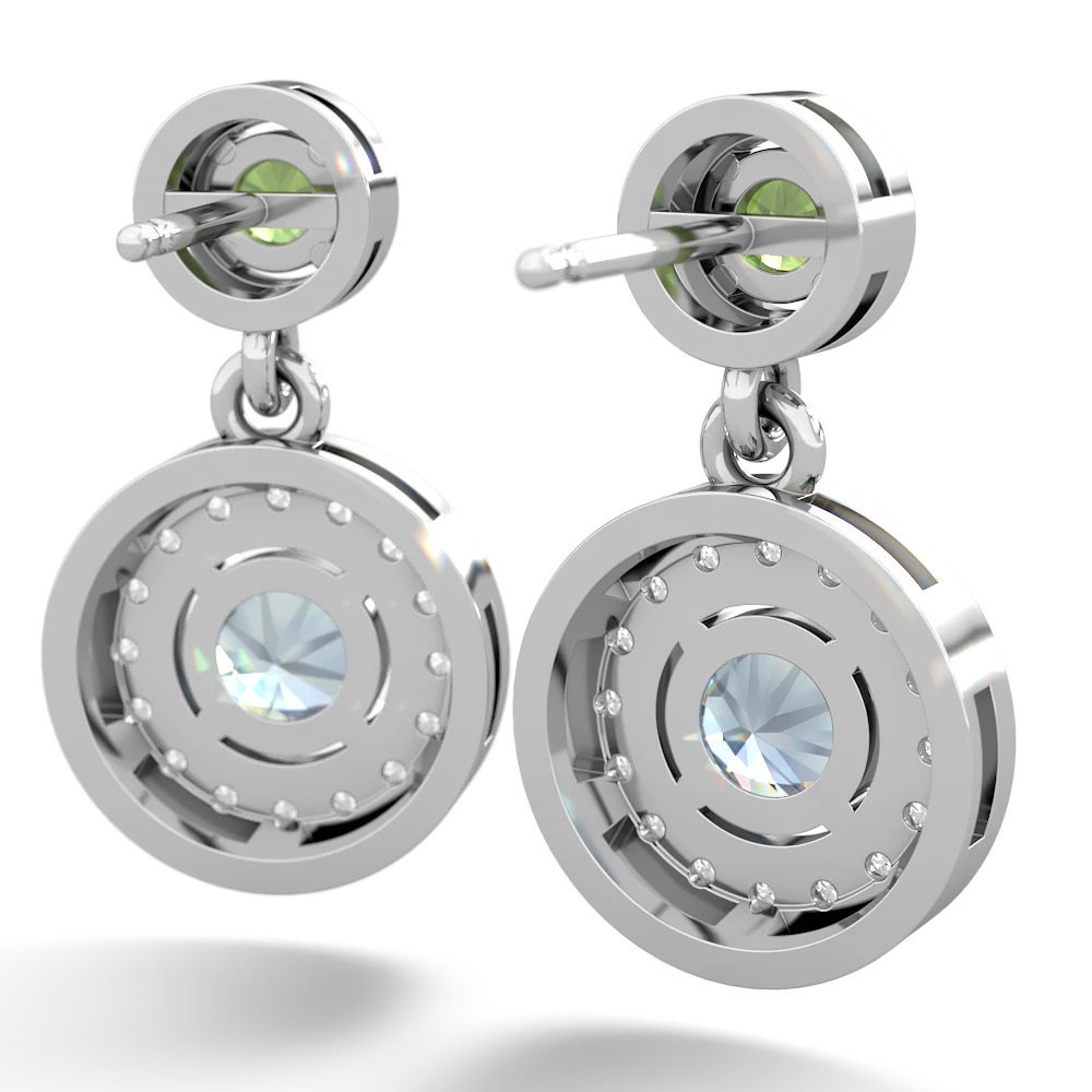 Peridot Halo Dangle 14K White Gold earrings E5319