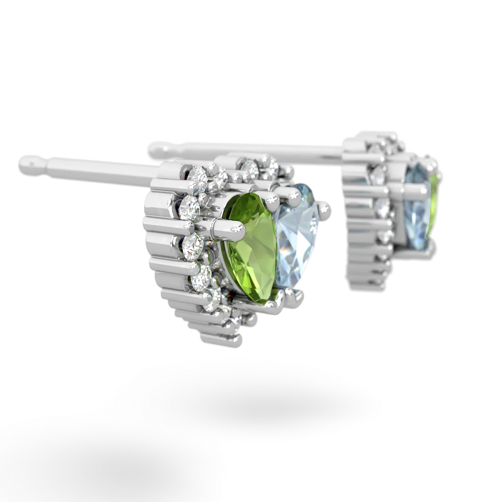 Peridot Halo 14K White Gold earrings E7008