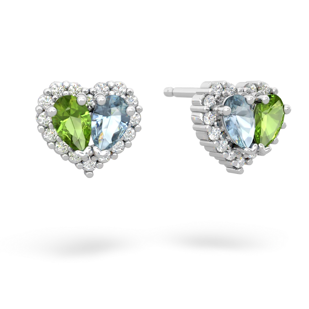 Peridot Halo 14K White Gold earrings E7008