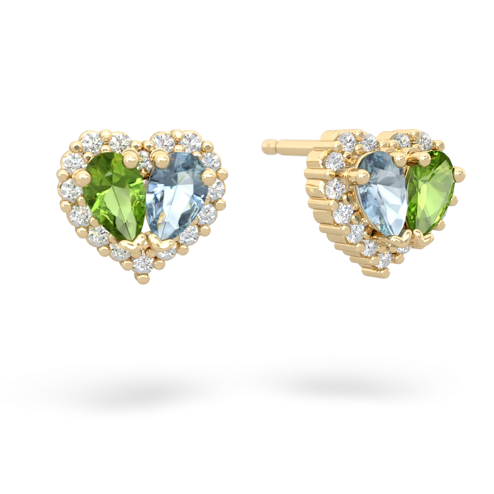 Peridot Halo 14K Yellow Gold earrings E7008