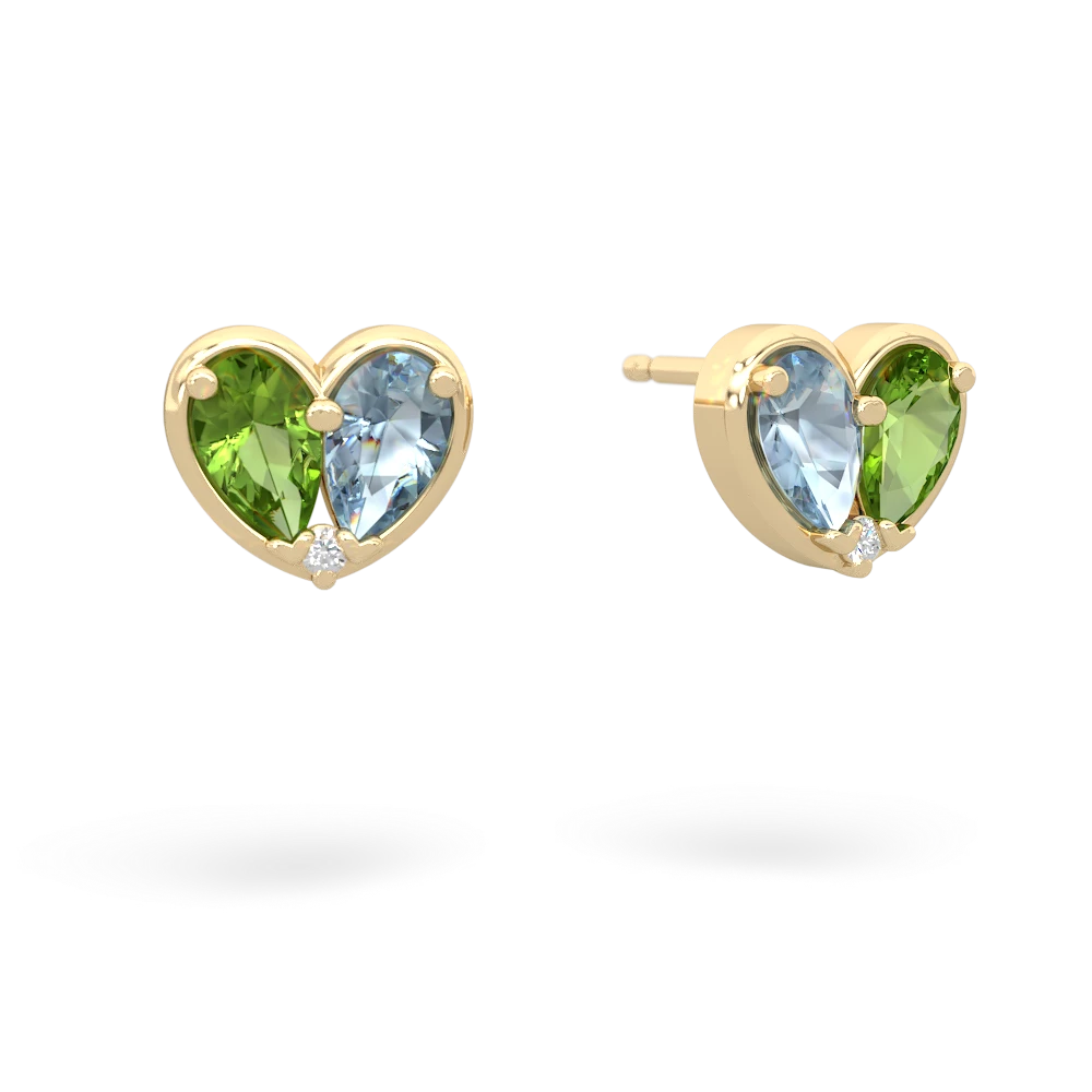 Peridot 'Our Heart' 14K Yellow Gold earrings E5072