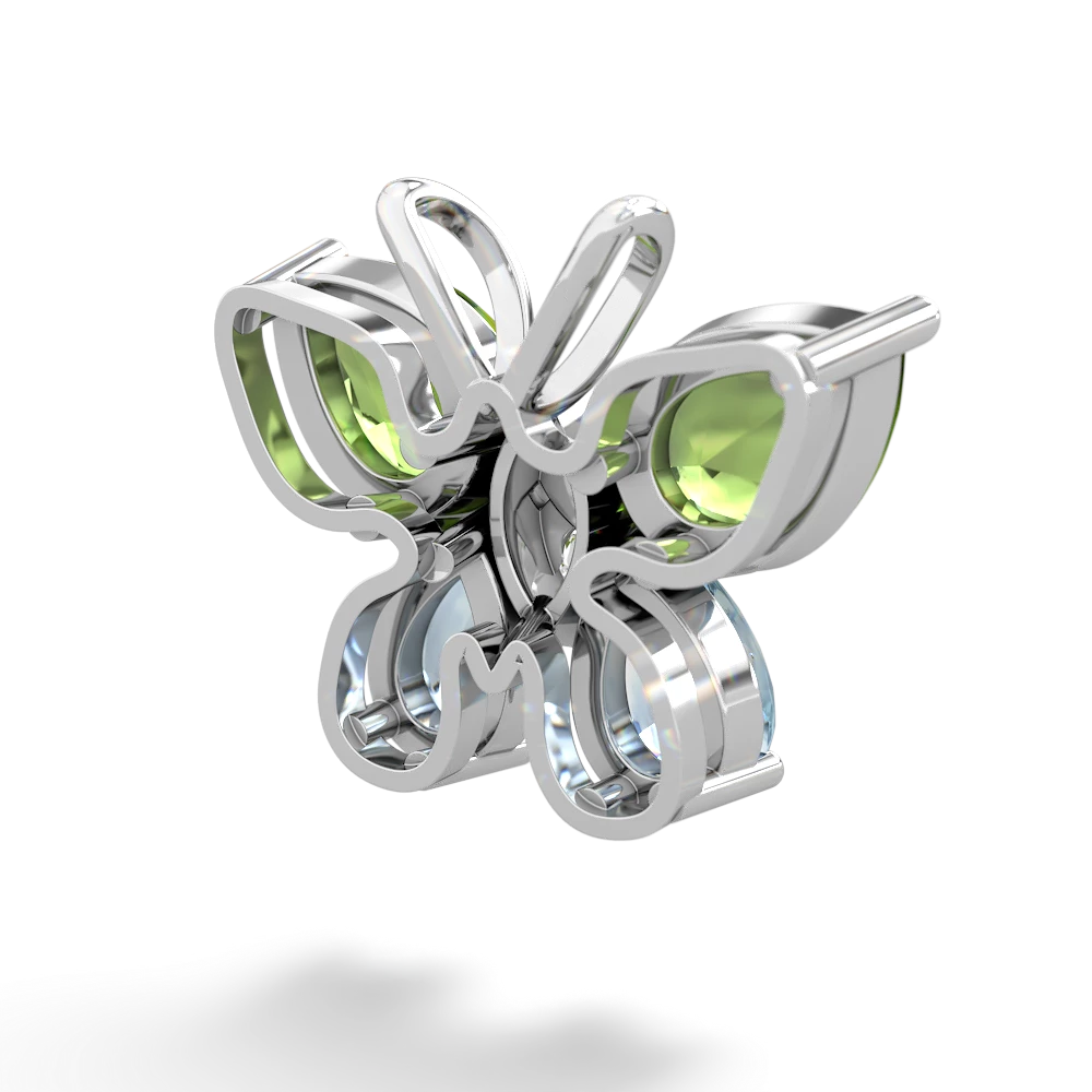 Peridot Butterfly 14K White Gold pendant P2215