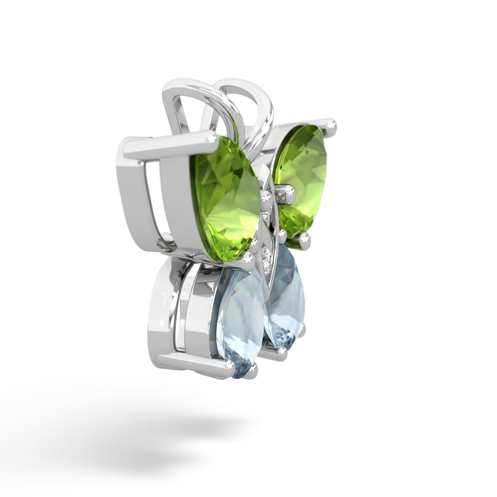 Peridot Butterfly 14K White Gold pendant P2215