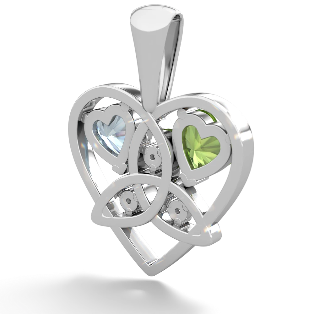 Peridot Celtic Trinity Heart 14K White Gold pendant P5331