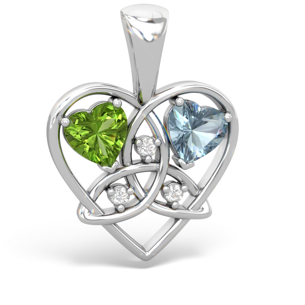 Peridot Celtic Trinity Heart 14K White Gold pendant P5331