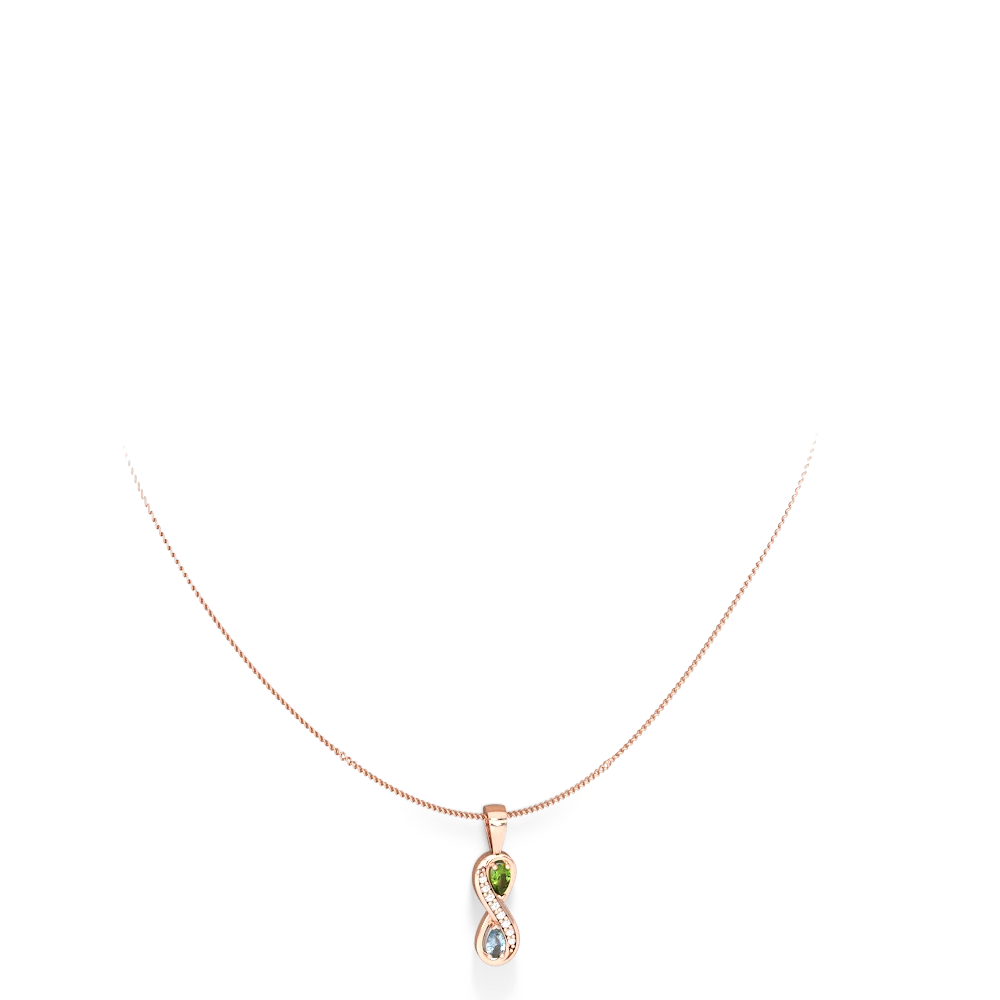 Peridot Diamond Infinity 14K Rose Gold pendant P5390