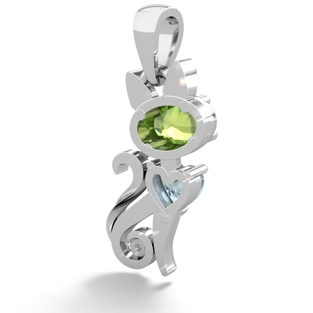 Peridot Kitten 14K White Gold pendant P5780