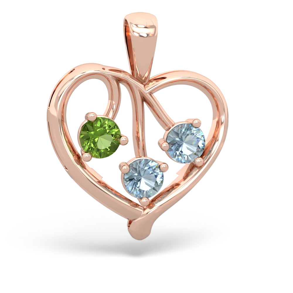 Peridot Glowing Heart 14K Rose Gold pendant P2233