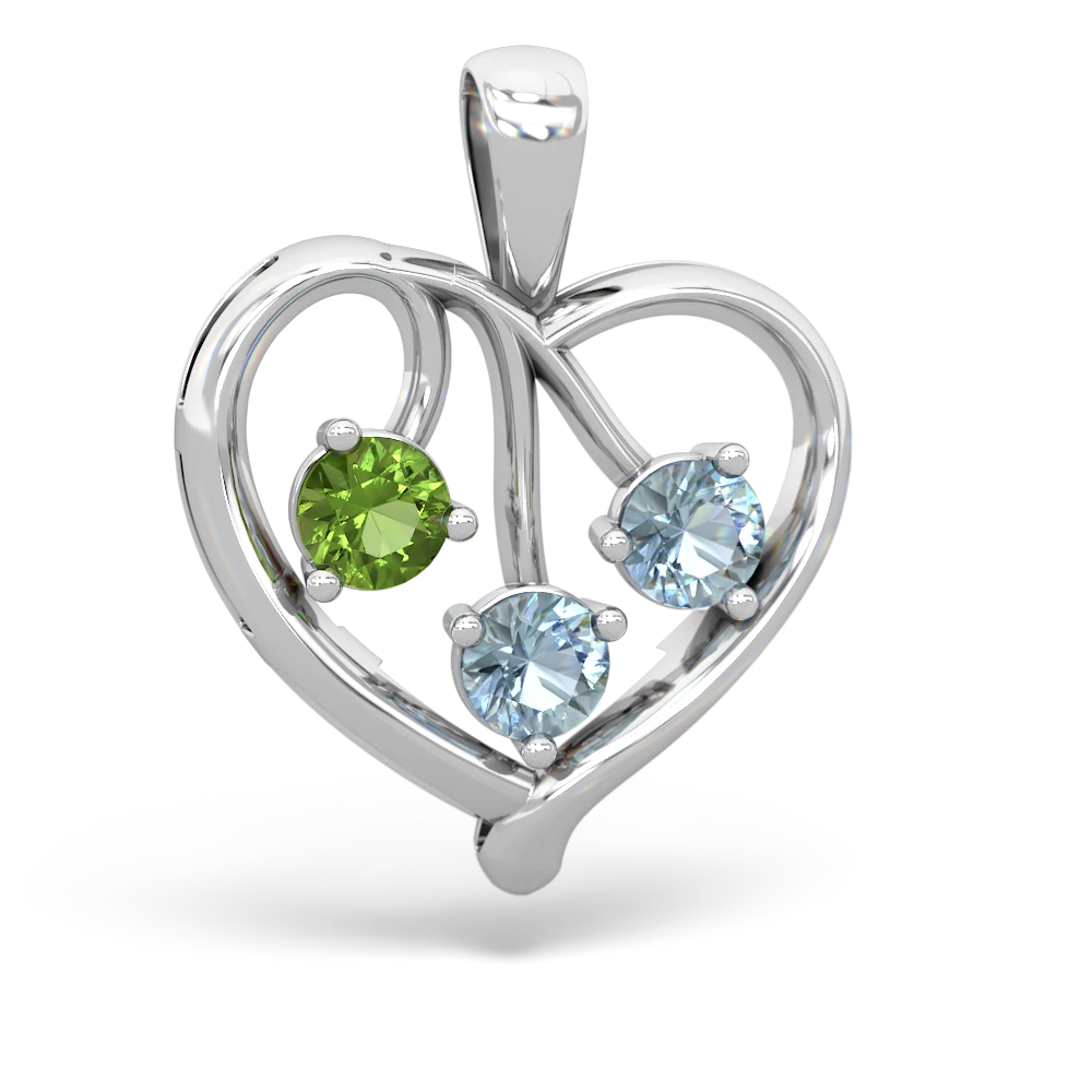 Peridot Glowing Heart 14K White Gold pendant P2233