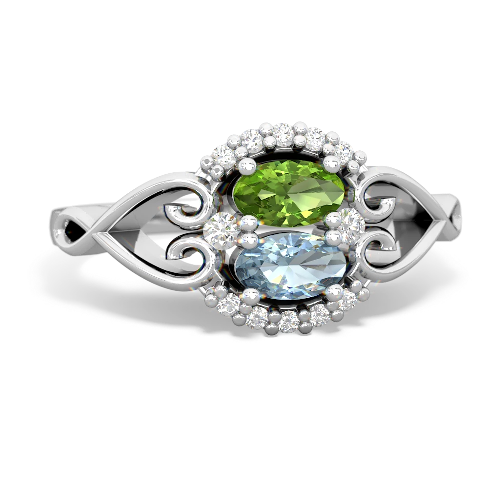 Peridot Love Nest 14K White Gold ring R5860