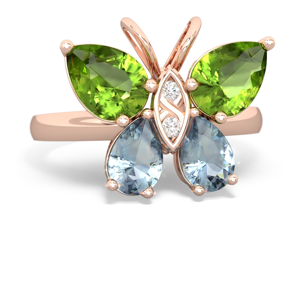 Peridot Butterfly 14K Rose Gold ring R2215