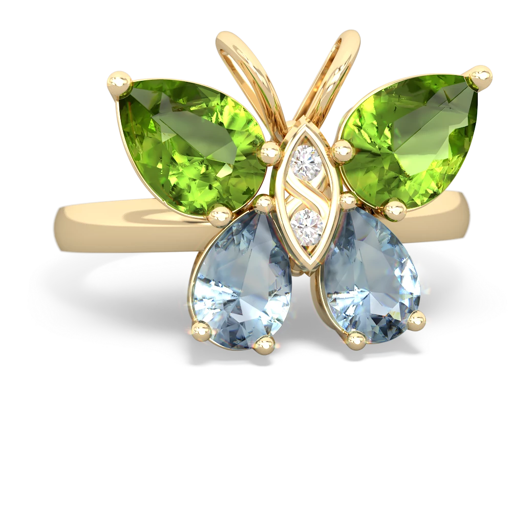 Peridot Butterfly 14K Yellow Gold ring R2215