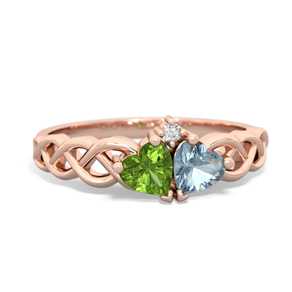 Peridot Heart To Heart Braid 14K Rose Gold ring R5870