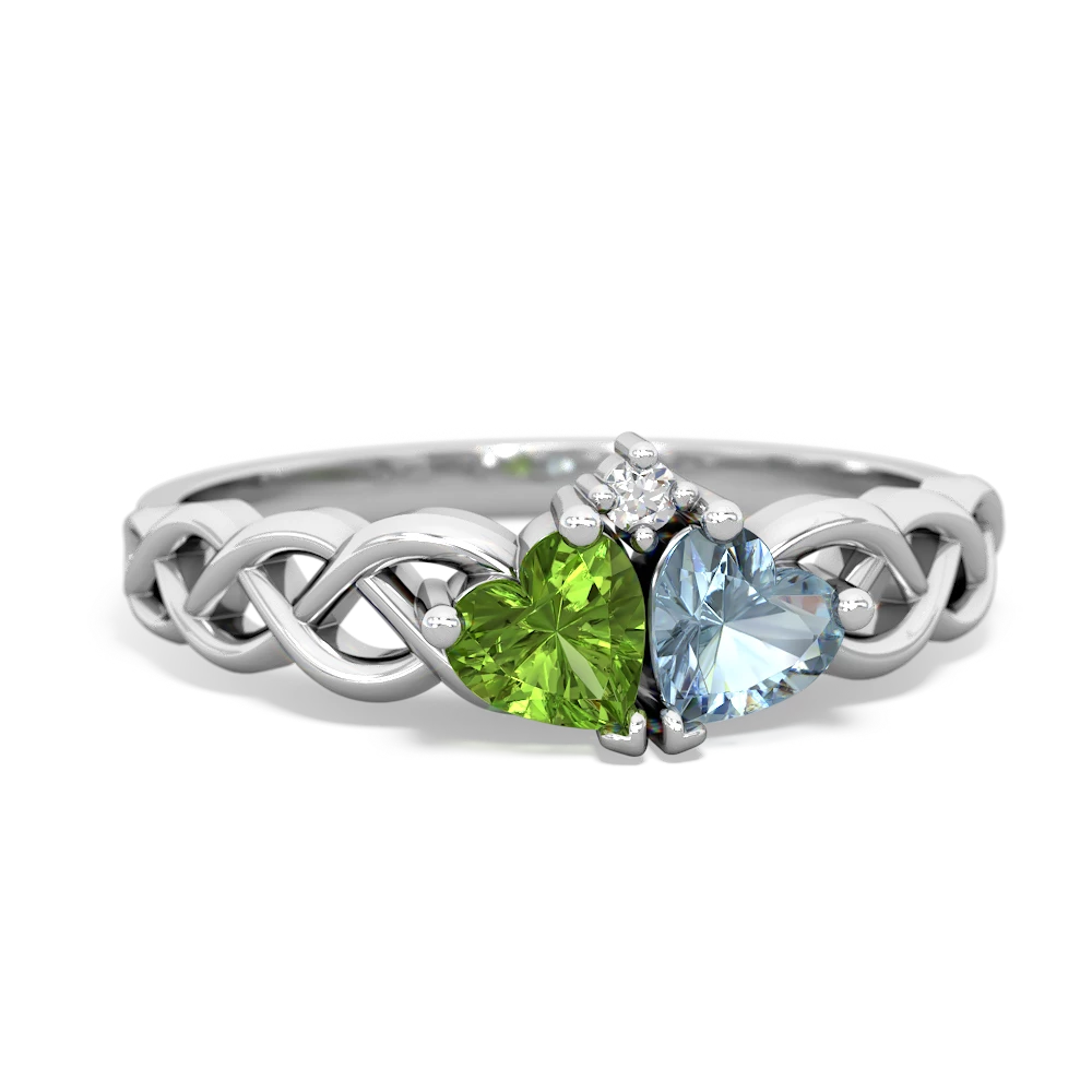 Peridot Heart To Heart Braid 14K White Gold ring R5870