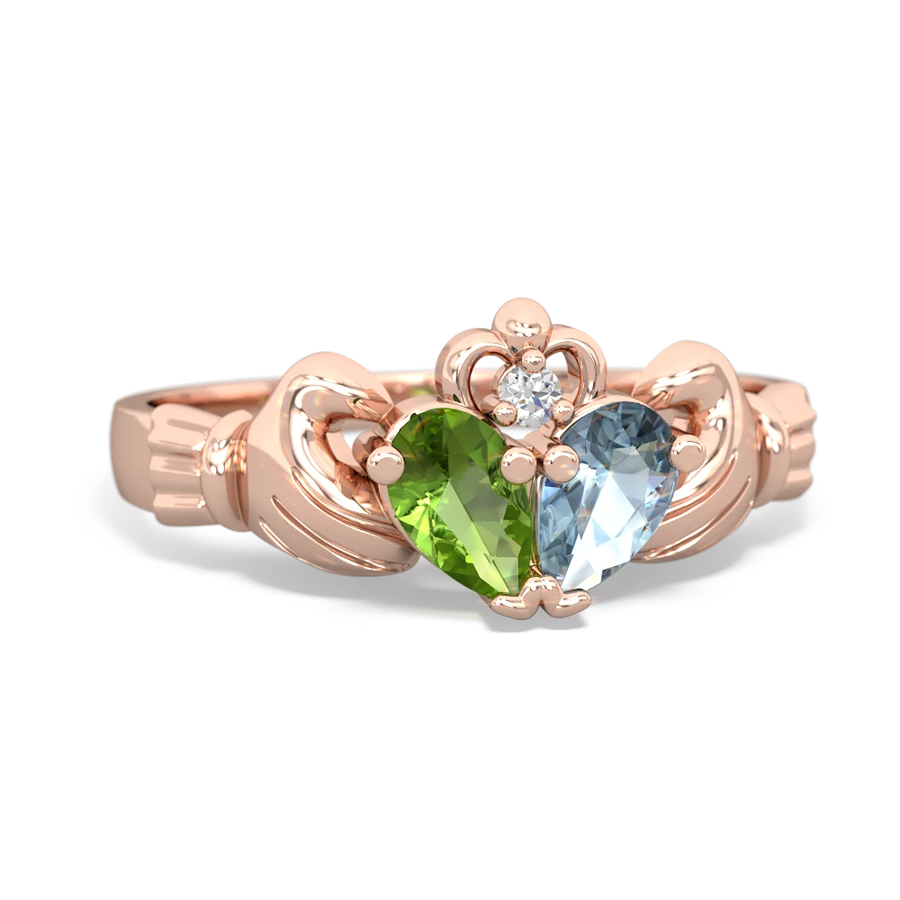 Peridot 'Our Heart' Claddagh 14K Rose Gold ring R2388