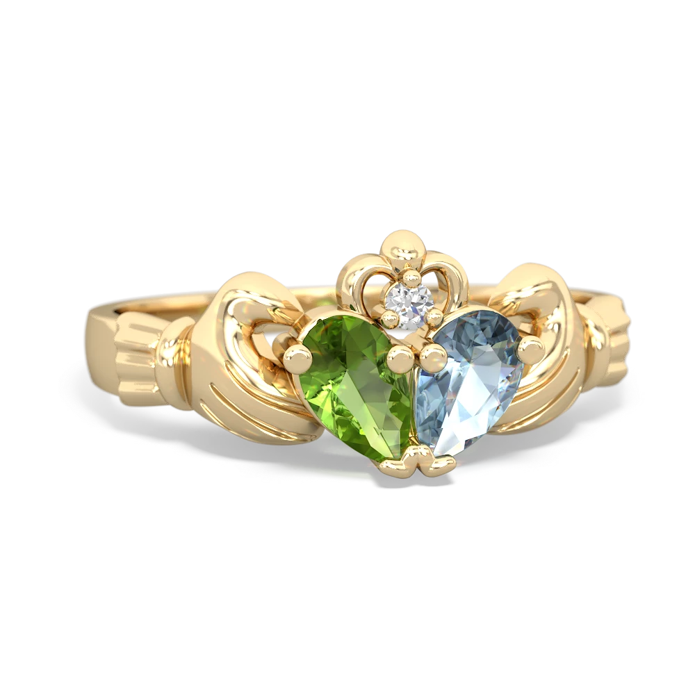 Peridot 'Our Heart' Claddagh 14K Yellow Gold ring R2388