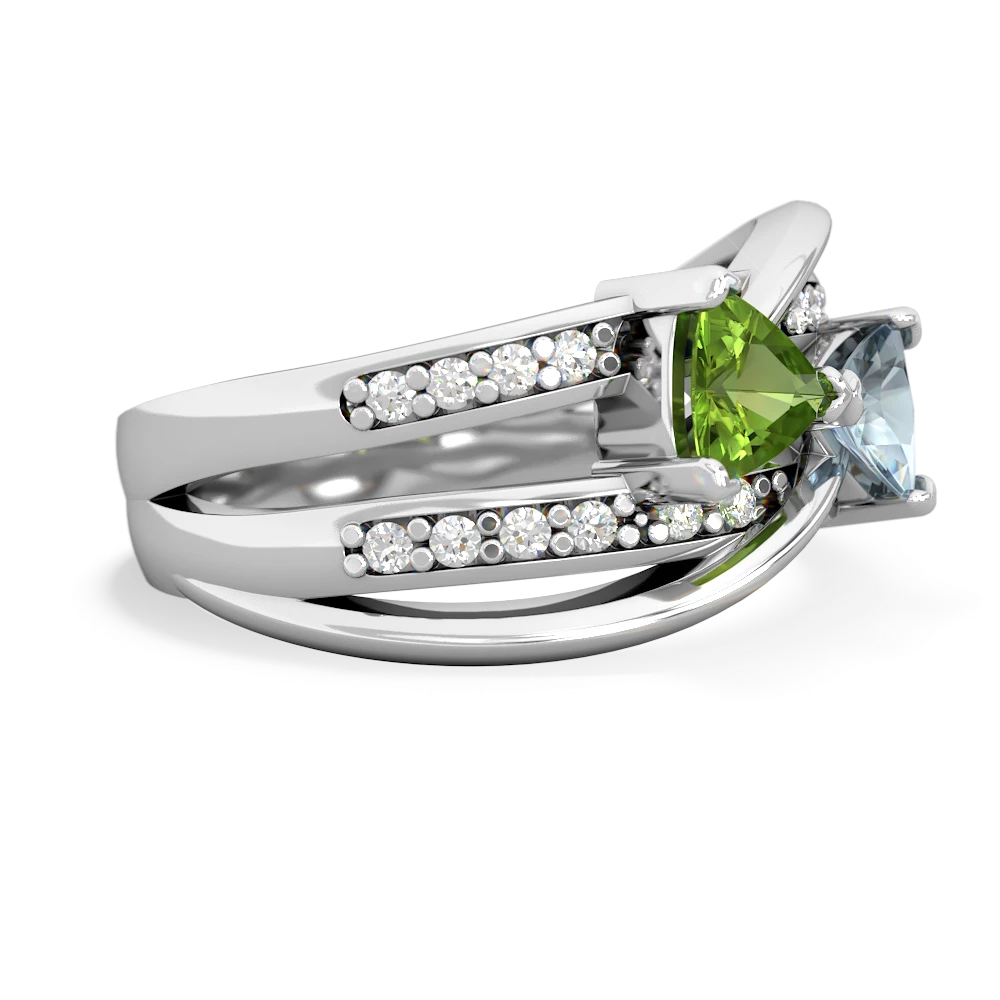 Peridot Bowtie 14K White Gold ring R2360