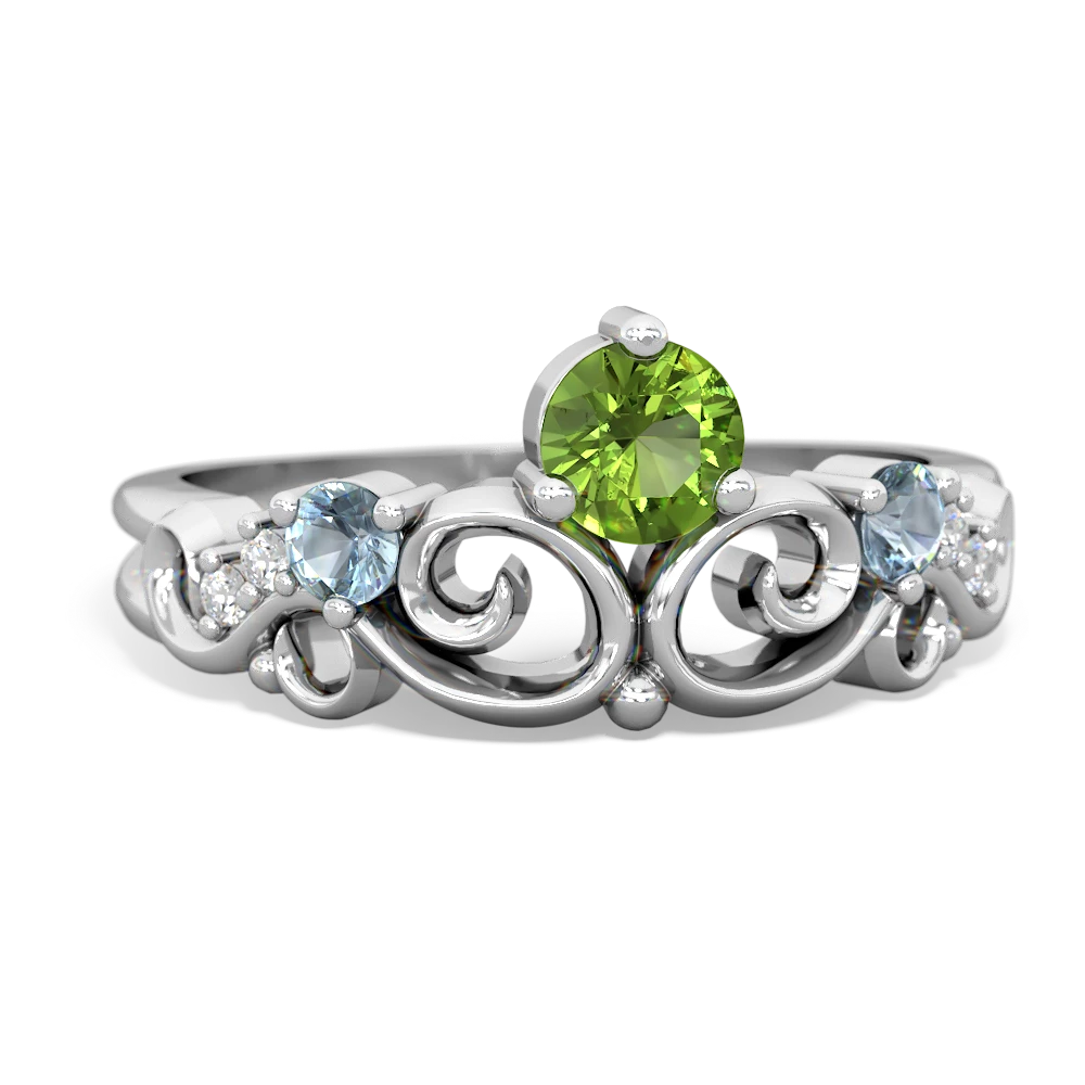 Peridot Crown Keepsake 14K White Gold ring R5740